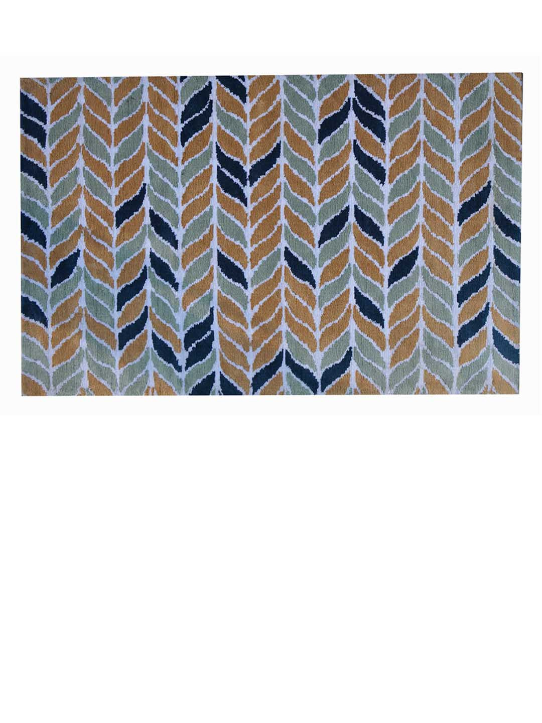 PRESTO Blue & Green Floral Hand Tufted Anti-Skid Carpet