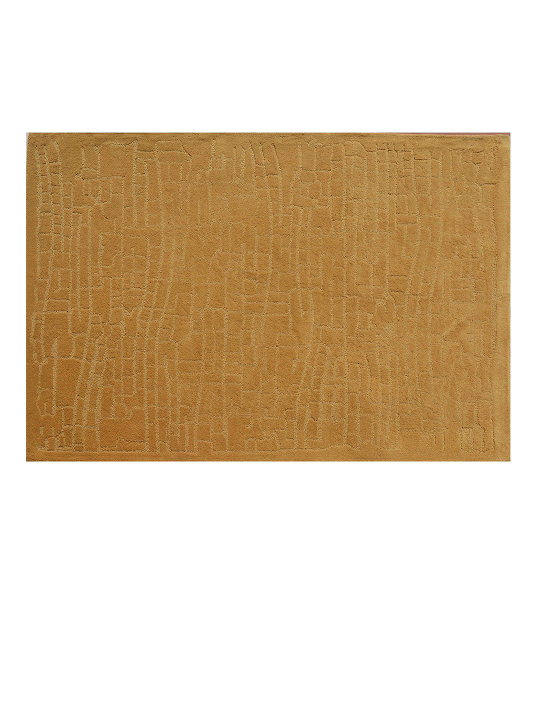 PRESTO Golden Abstract Hand Tufted Wool Anti-Skid Carpet