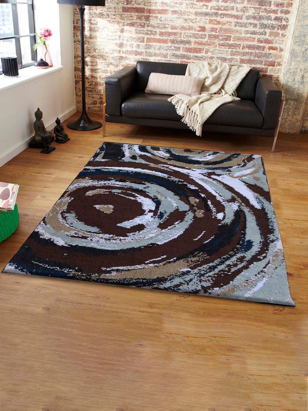 PRESTO Brown Geometrical Hand Tufted Anti-Skid Carpet