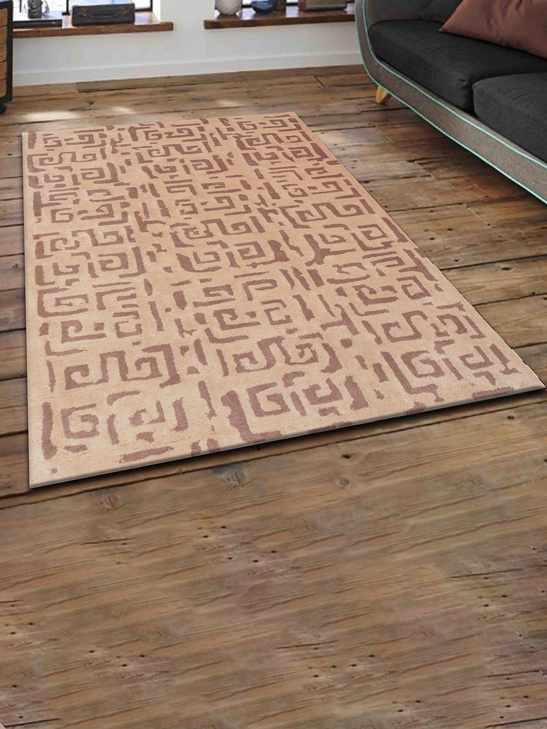 PRESTO Beige & Mouse Hand Tufted Wool Anti-Skid Carpet