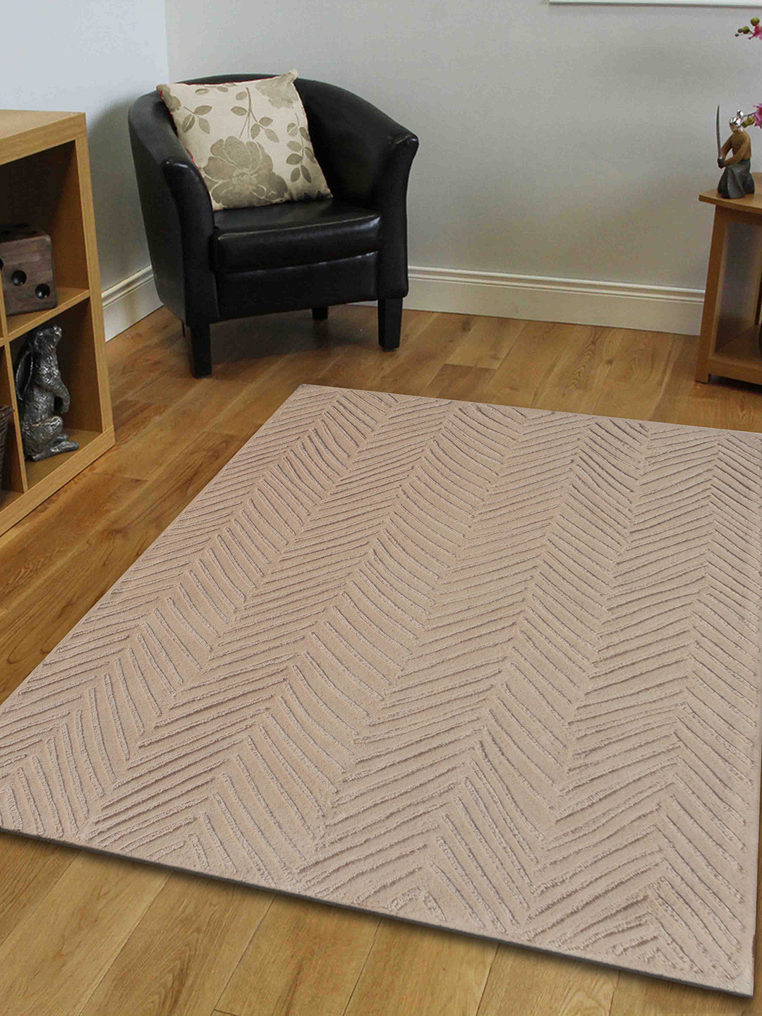 PRESTO Beige Abstract Printed Wool Hand Tufted Carpets