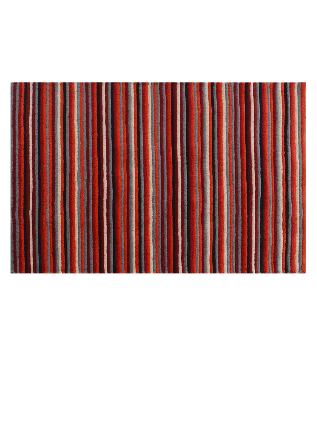 PRESTO Orange-Coloured & Grey Striped Hand Tufted Wool Carpet