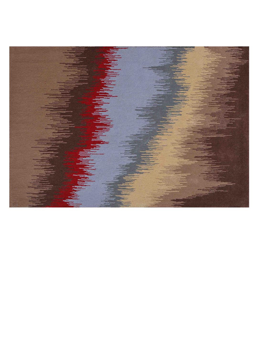 PRESTO Red & Brown Abstract Printed Woolen Carpets