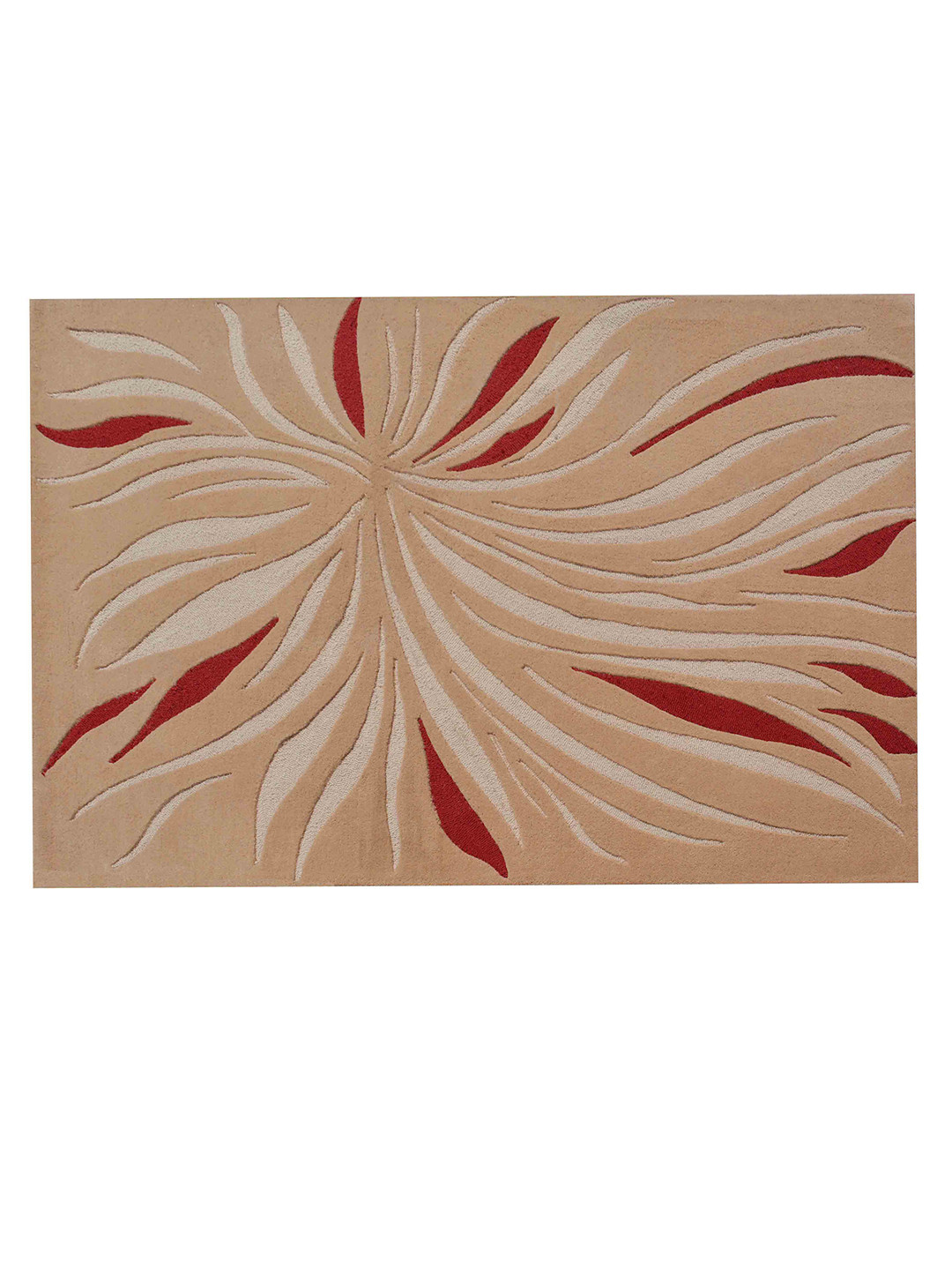 PRESTO Red and Beige Abstract Hand Tufted Wool Carpets