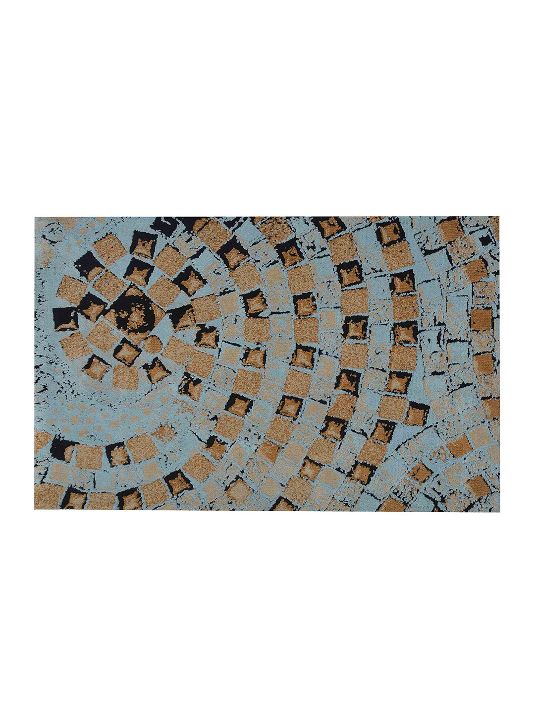 PRESTO Blue & Beige Abstract Polyester Carpet