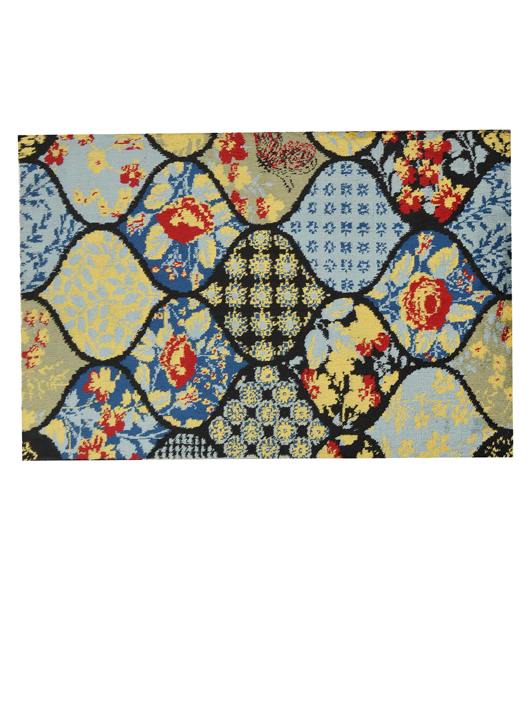 PRESTO Yellow Abstract Print Hand Tufted Carpets