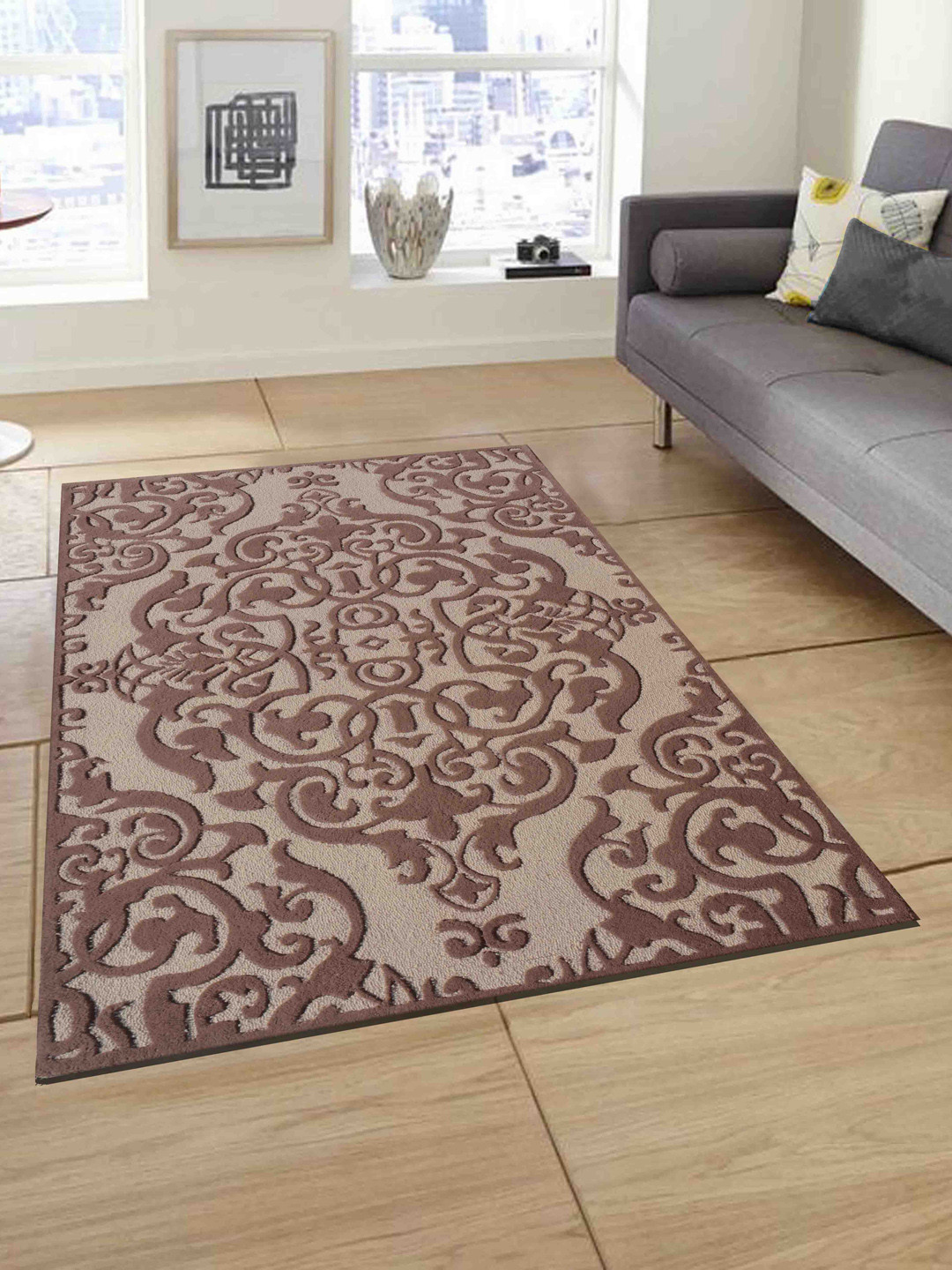 PRESTO Brown & Beige Traditional Hand Tufted Wool Carpet