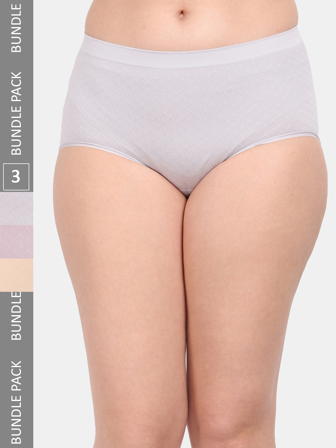 Amour Secret Women Pack Of 3 Anti-Microbial Seamless Hipster Briefs P1965_Gry_Muv_Skn