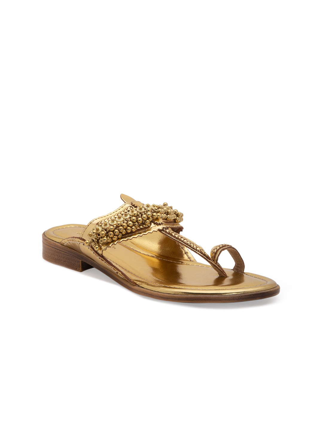 5 ELEMENTS Women Gold-Toned Embellished Ethnic One Toe Flats
