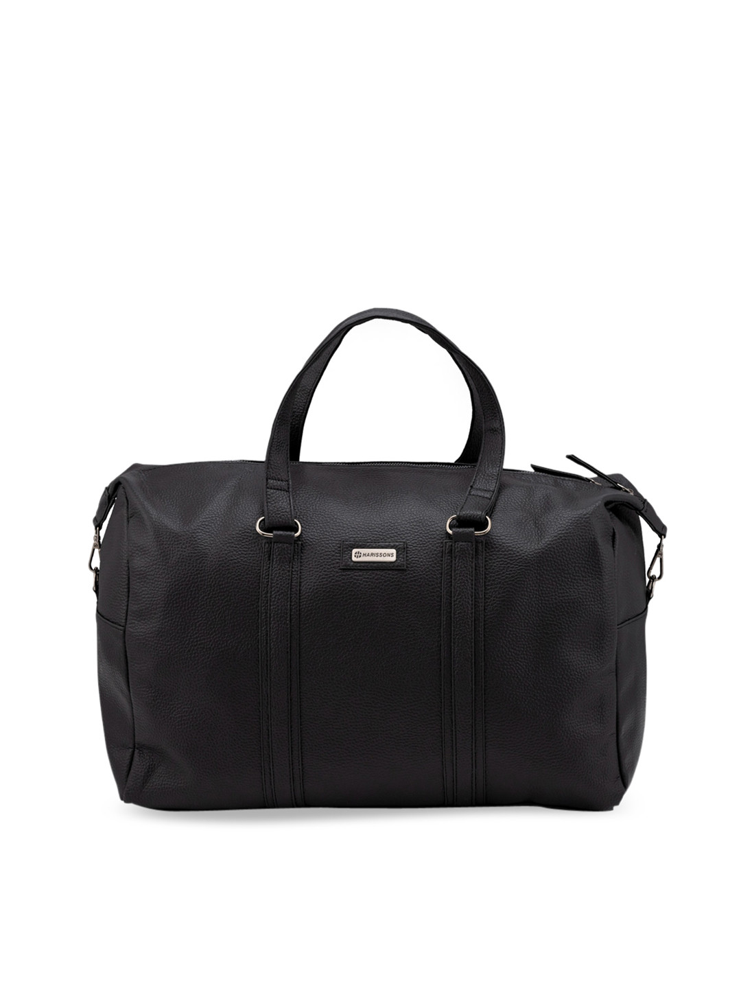 Harissons Black Textured Leather Duffel Bag