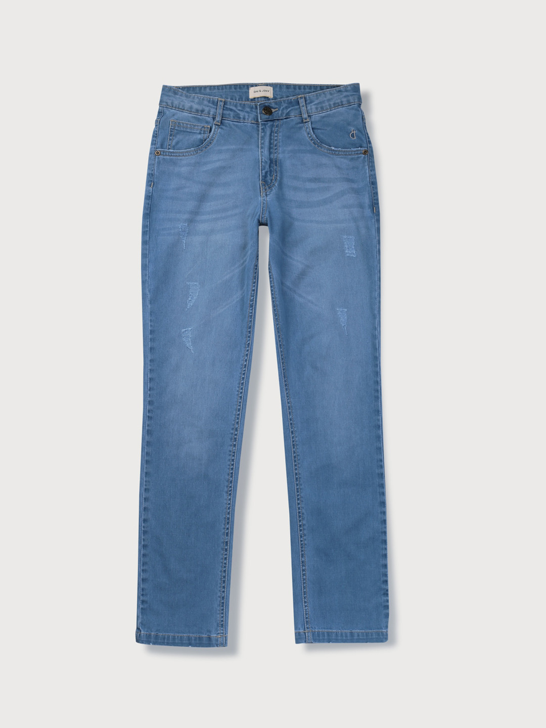 Gini and Jony Boys Blue Low Distress Light Fade Cotton Jeans