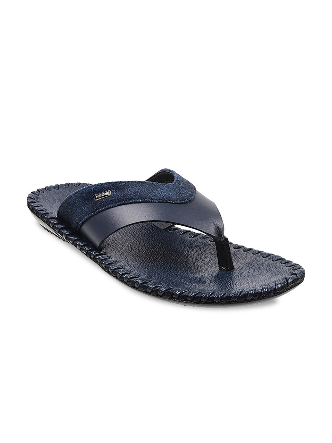Mochi Men Blue Leather Comfort Sandals
