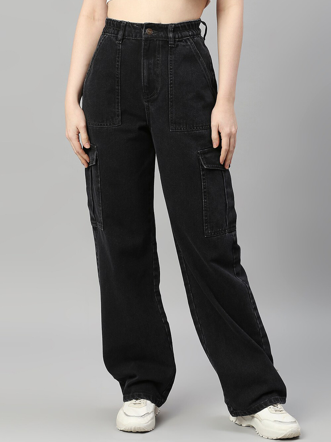 TARAMA Women Black Wide Leg High-Rise Jeans