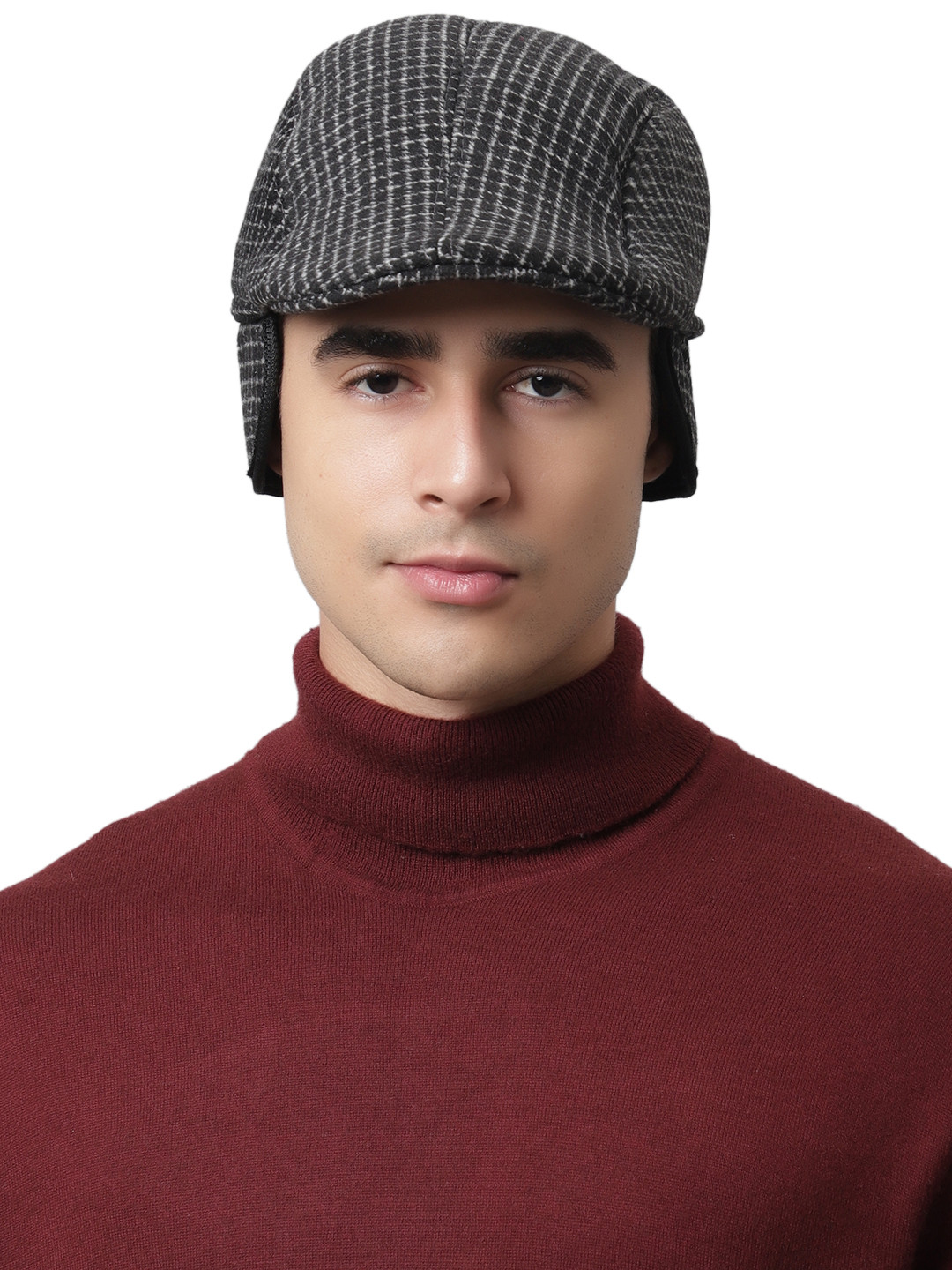 ELLIS Men Black & Grey Self Design Ascot Cap