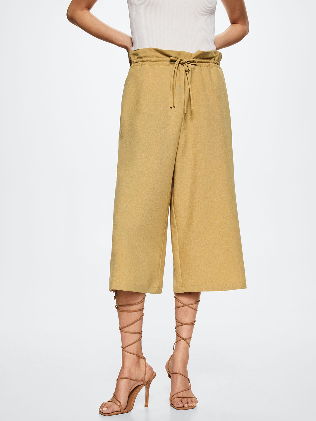 MANGO Women Mustard Yellow RegularCulottes