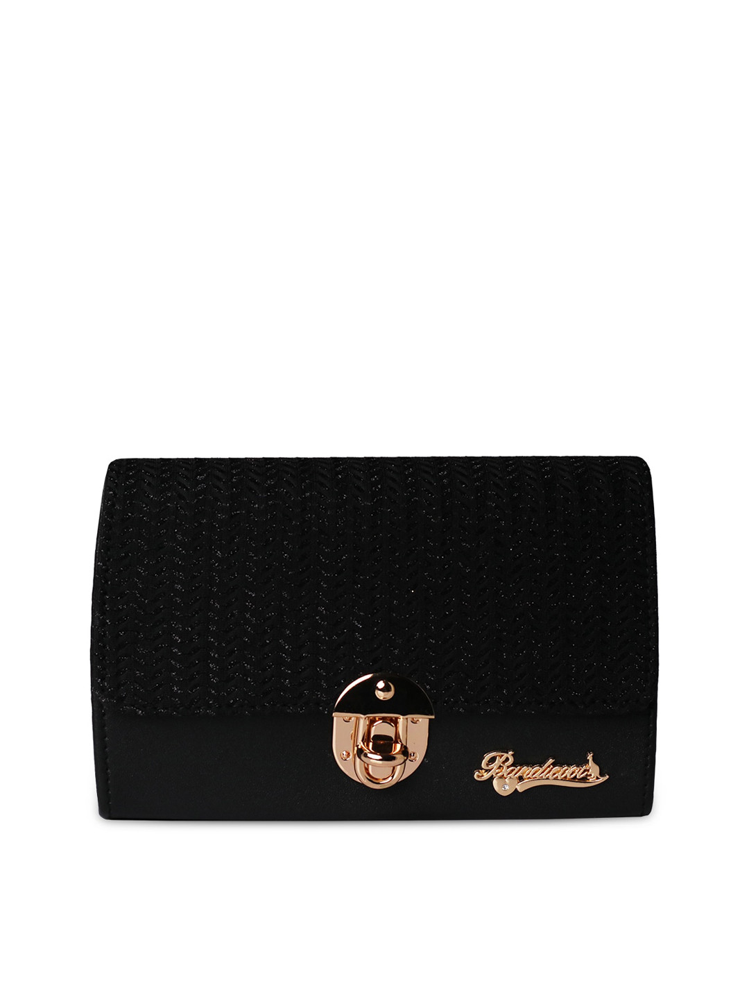 BANDICOOT Black Embellished Structured Sling Bag