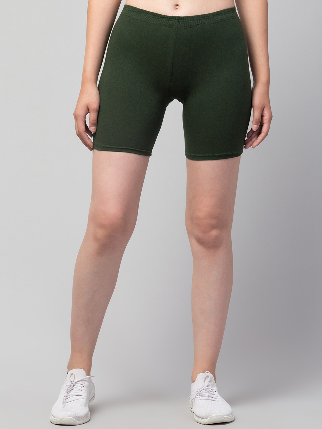 Apraa & Parma Women Olive Green Slim Fit Cotton Cycling Hot Pants Shorts