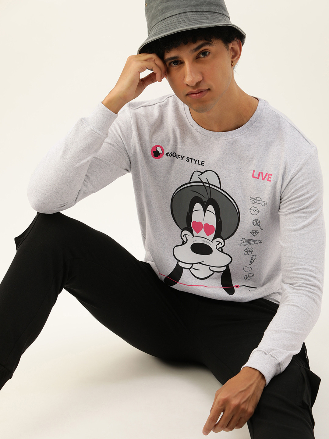 Kook N Keech Men White Goofy Printed Sweatshirt