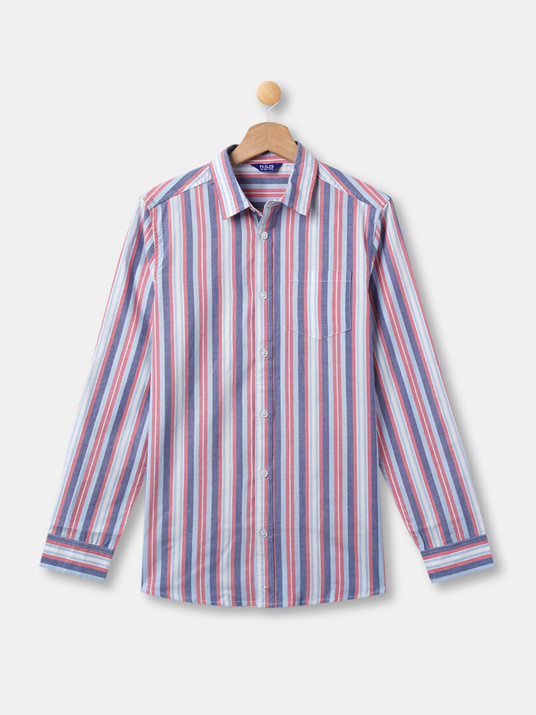 R&B Boys Pink Multi Stripes Striped Casual Shirt