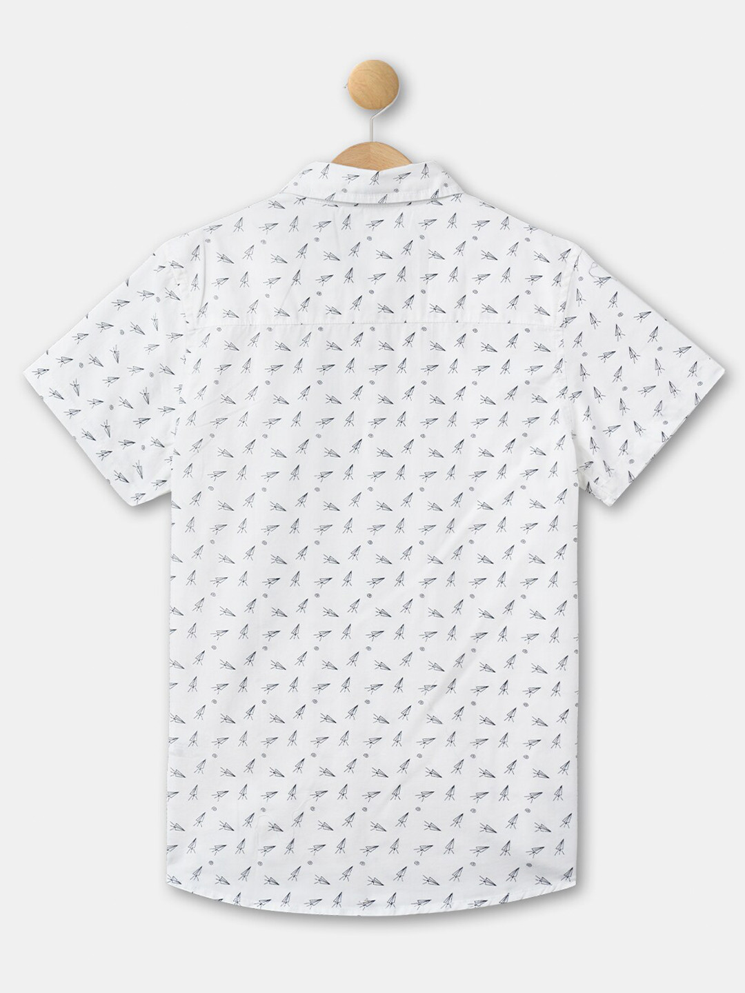 R&B Boys White Printed Casual Shirt
