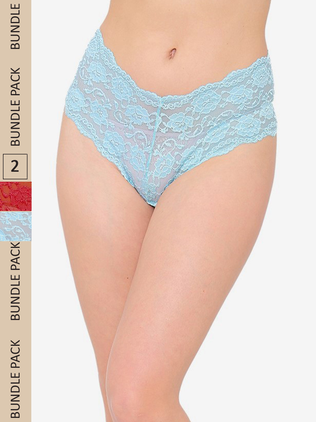 N-Gal Women Blue & Red Pack Of 2 Floral Boy Shorts Briefs