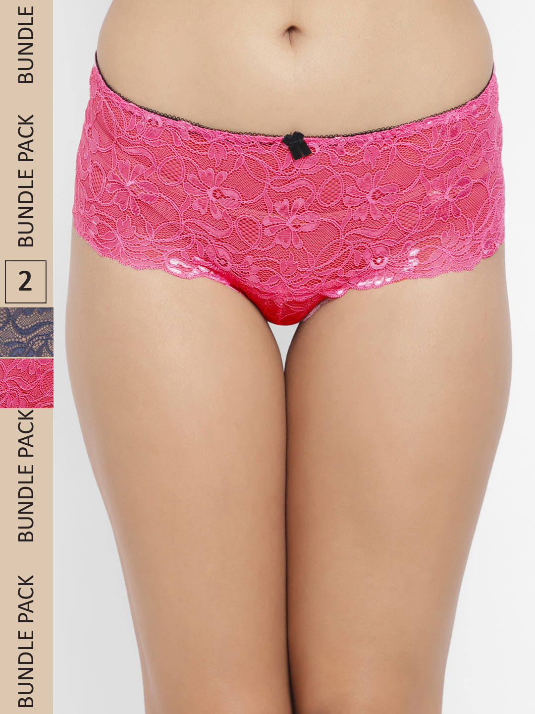 N-Gal Women Pink Pack Of 2 Lace Boyshorts Briefs