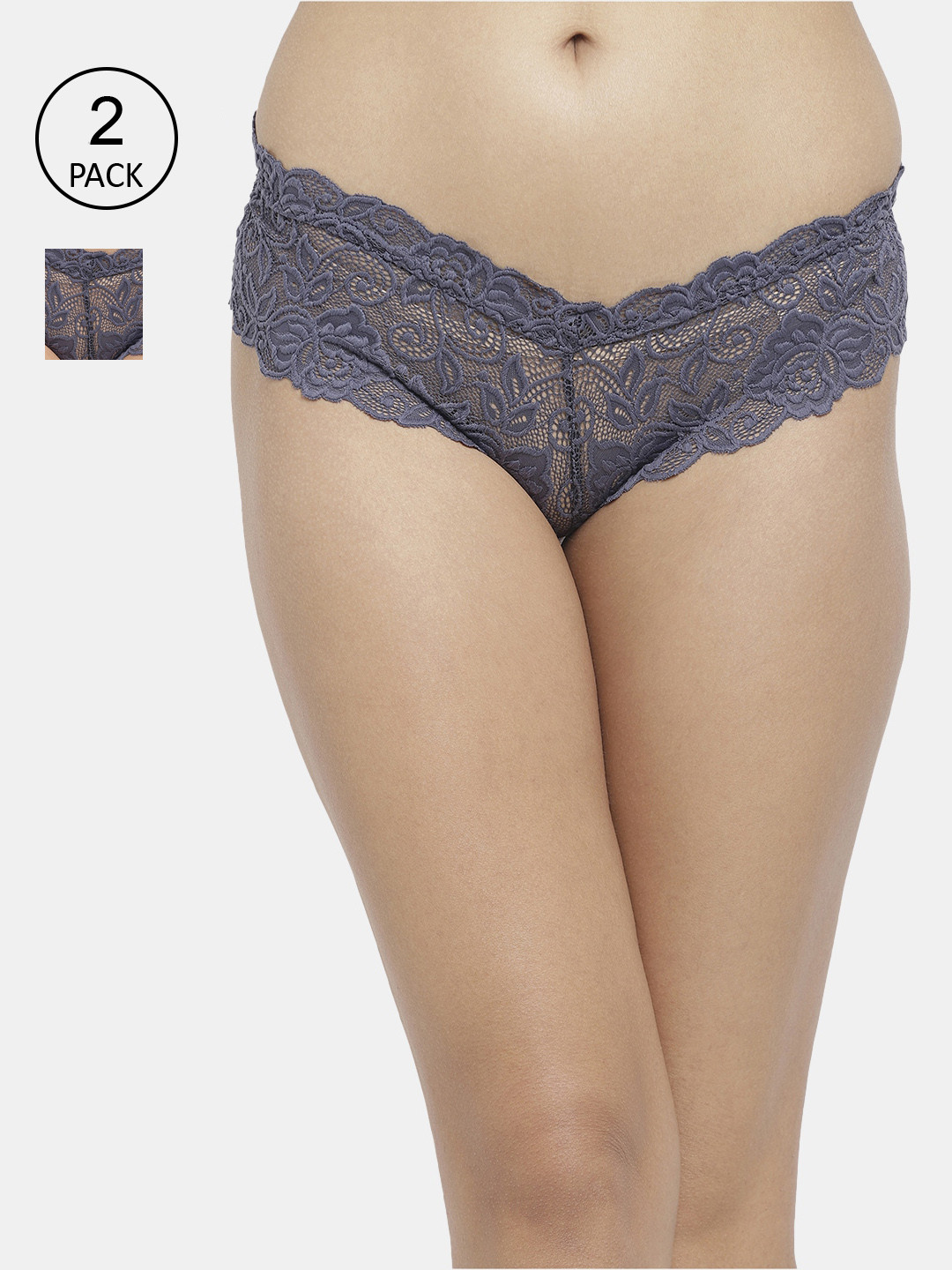 N-Gal Women Pack Of 2 Self-Design Bikini Briefs
