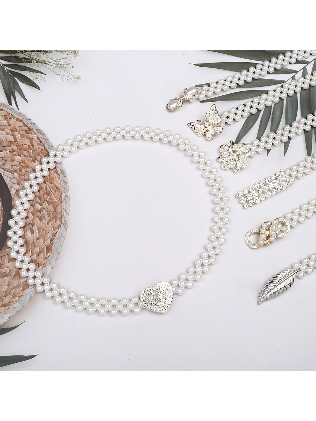 ZORO Women Silver-Toned Pearl Stretchable Embellished Belt