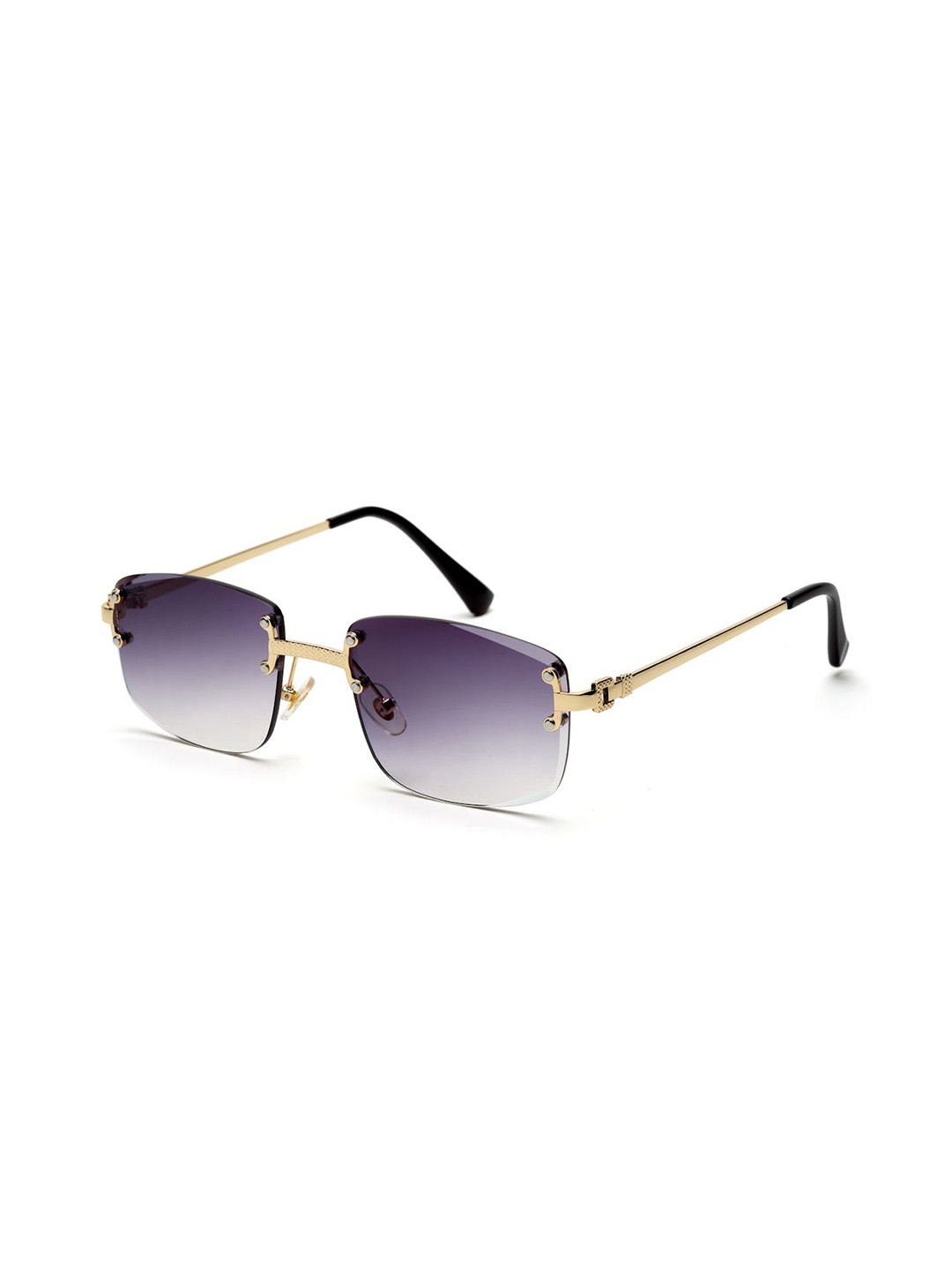 YourSpex Purple Lens & Gold-Toned Rectangle Sunglasses with UV Protected Lens
