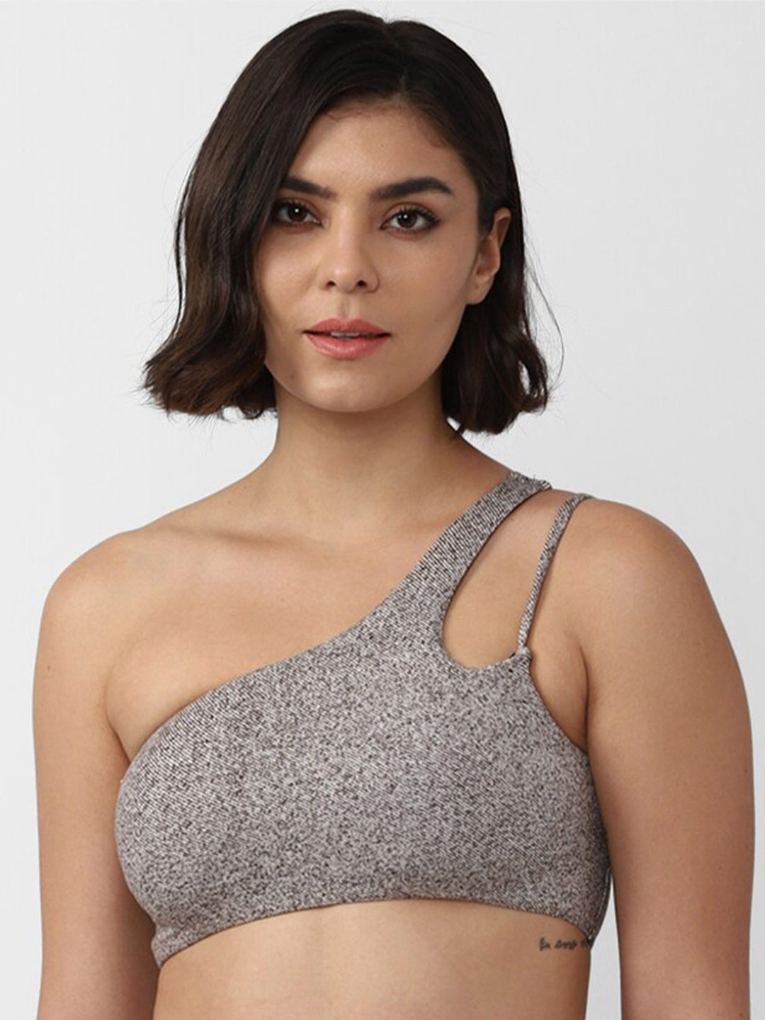 Buy FOREVER 21 Grey One Shoulder Crop Top Tops for Women
