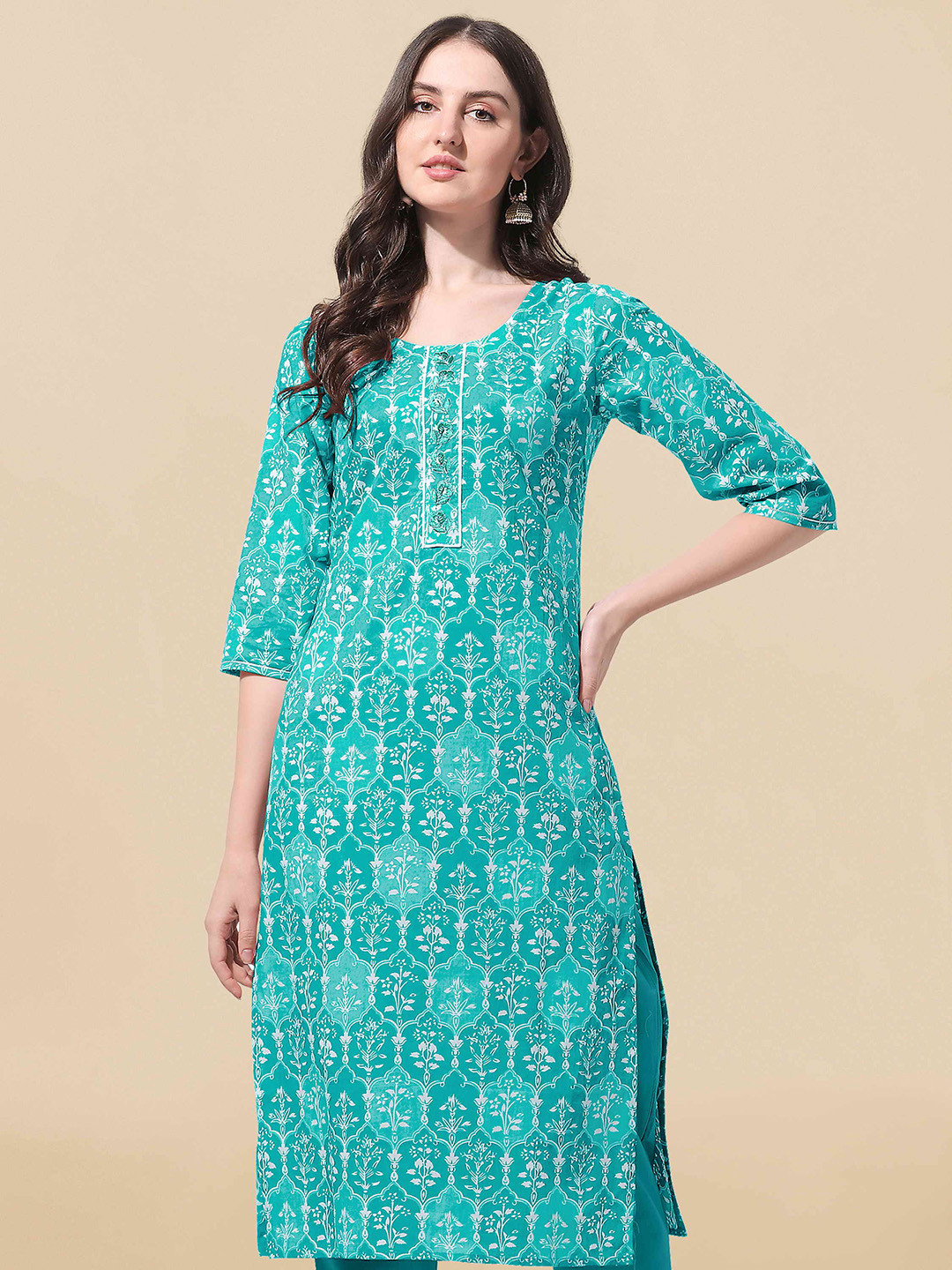 KALINI Block Print Floral Kurta