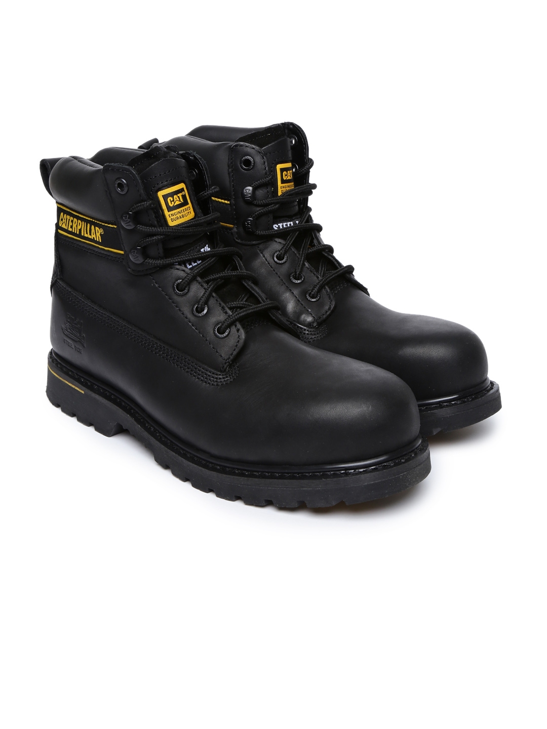 Buy CAT Men Black Holton Flat Boots - Boots for Men 2071080 | Myntra