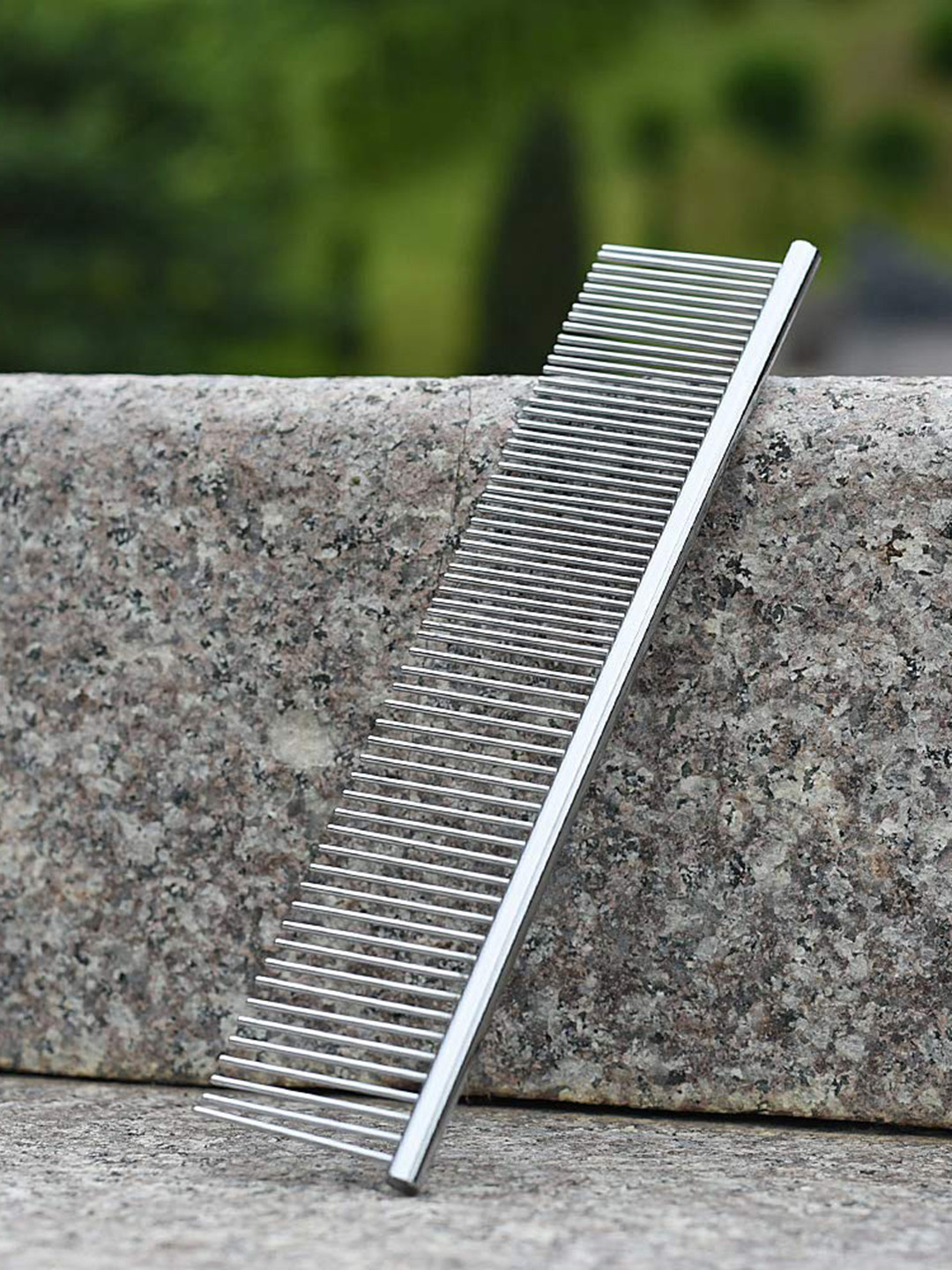 Alexvyan Narrow & Wide Tooth Steel Grooming Comb - Silver