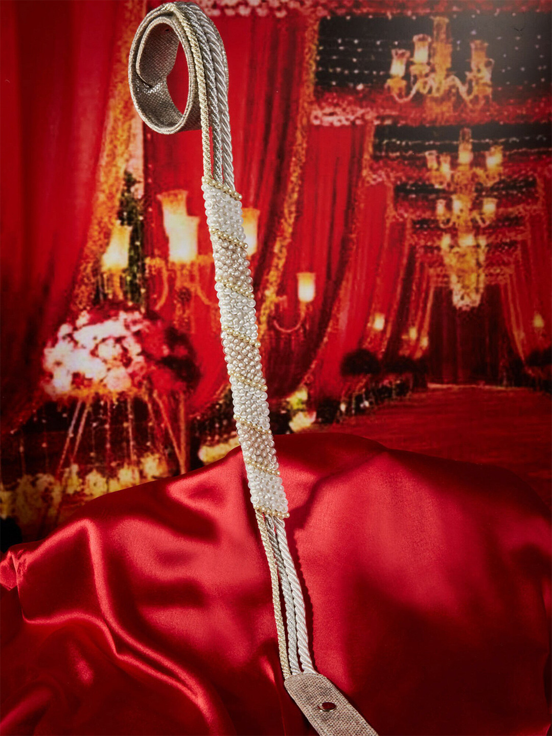 D'oro Women White Embellished Waist Belt