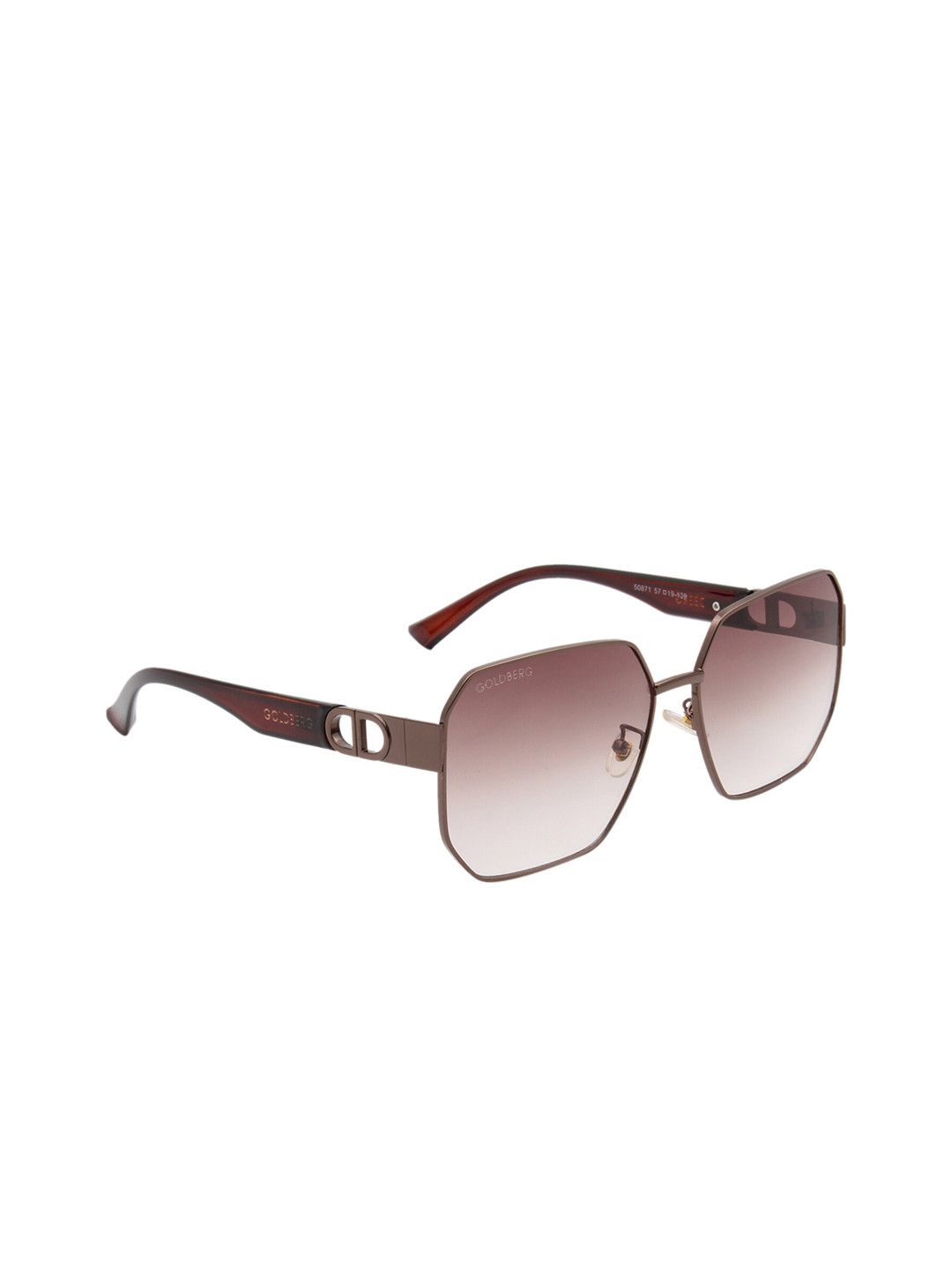 Gold Berg Brown Lens & Brown Square Sunglasses with UV Protected Lens GB-50871_BRN