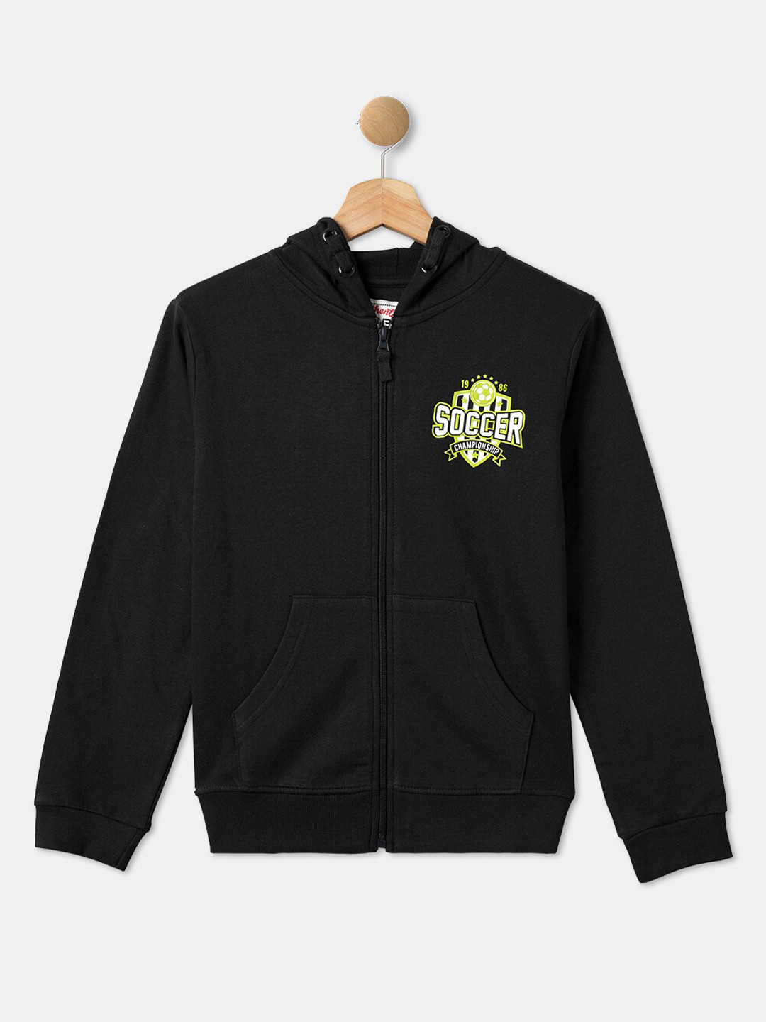 R&B Boys Black Hooded Cotton Sweatshirt