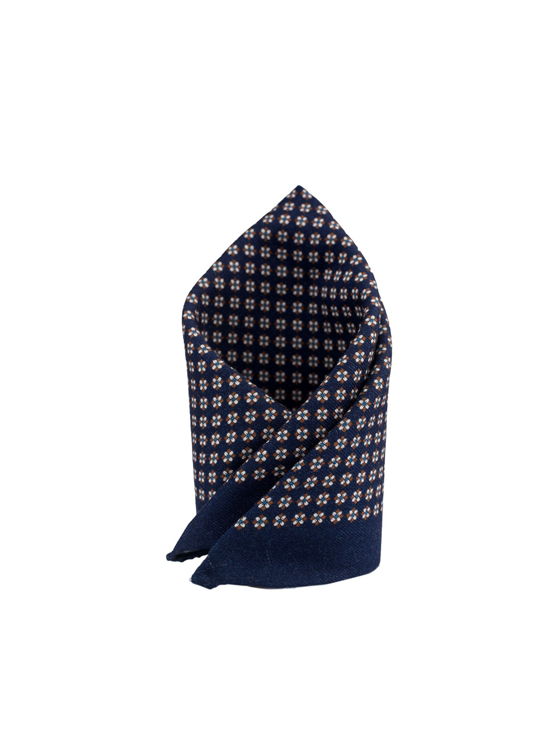 The Tie Hub Men Blue & White Floral Printed Pure Wool Pocket Square