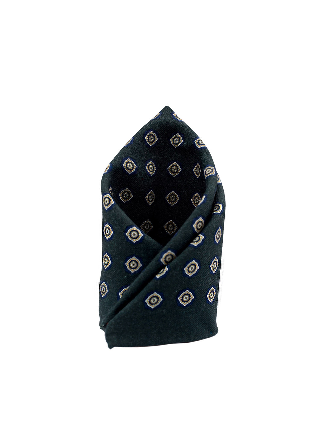 The Tie Hub Men Green Printed Pure Wool Pocket Square