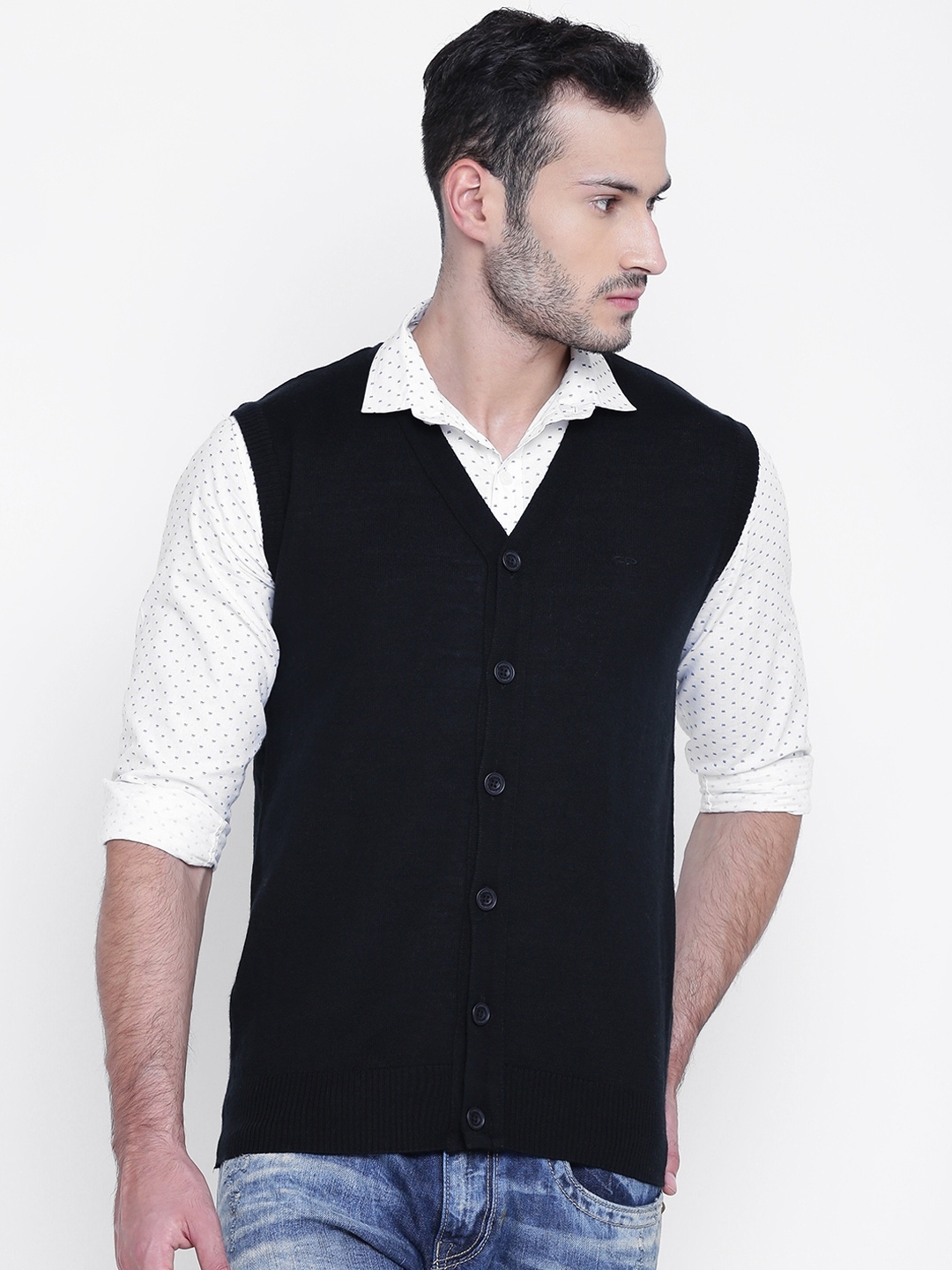 Black sleeveless cardigan mens hotsell