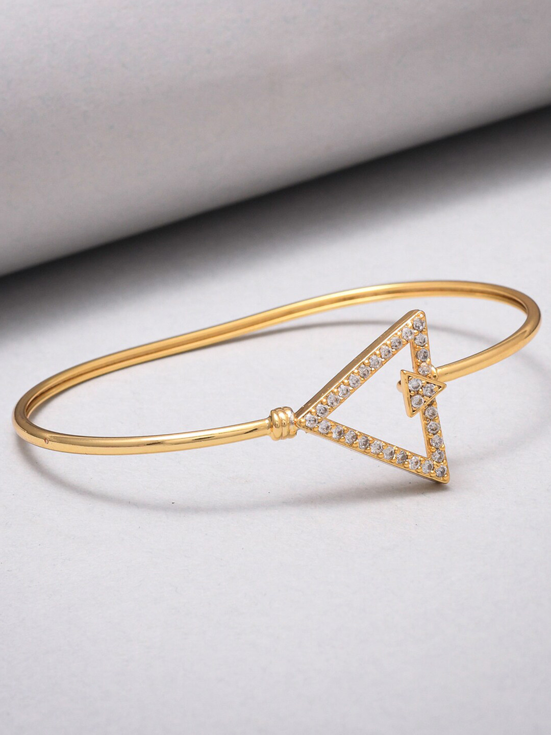 Sparkling Elegance Geometric Zircons Gold Plated Brass Bracelet