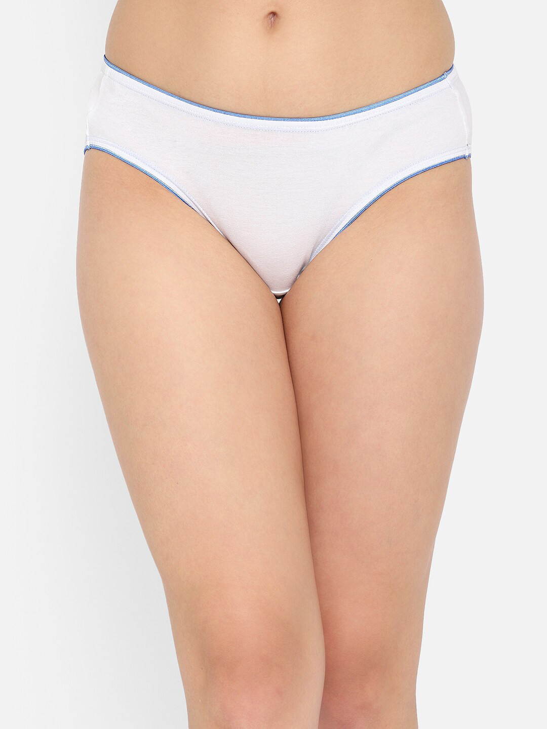 Clovia Women White Solid Cotton Bikini Briefs