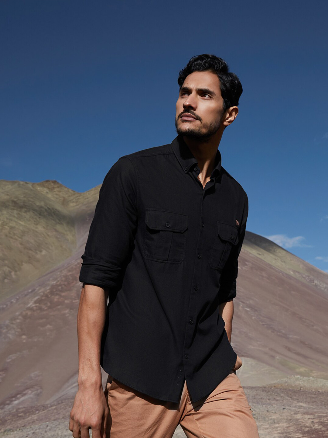 Andamen Men Black Classic Casual Cotton Shirt