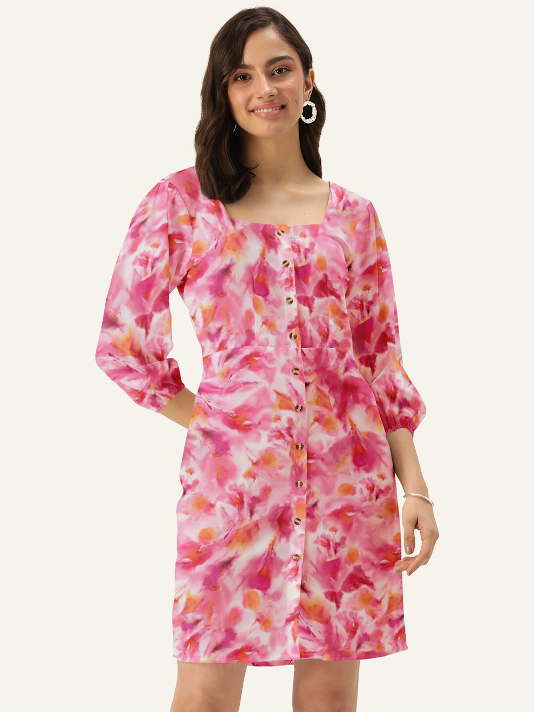 DressBerry Pink Floral Sheath Dress