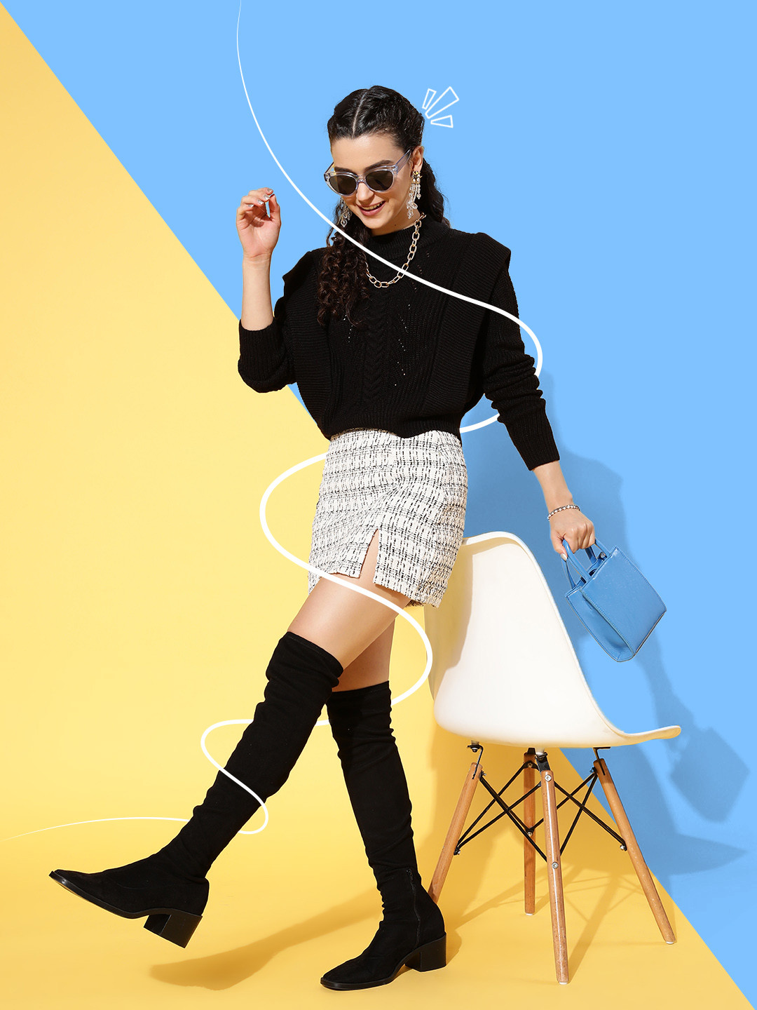 SASSAFRAS Women Black Solid Pullover Knitted Sweater