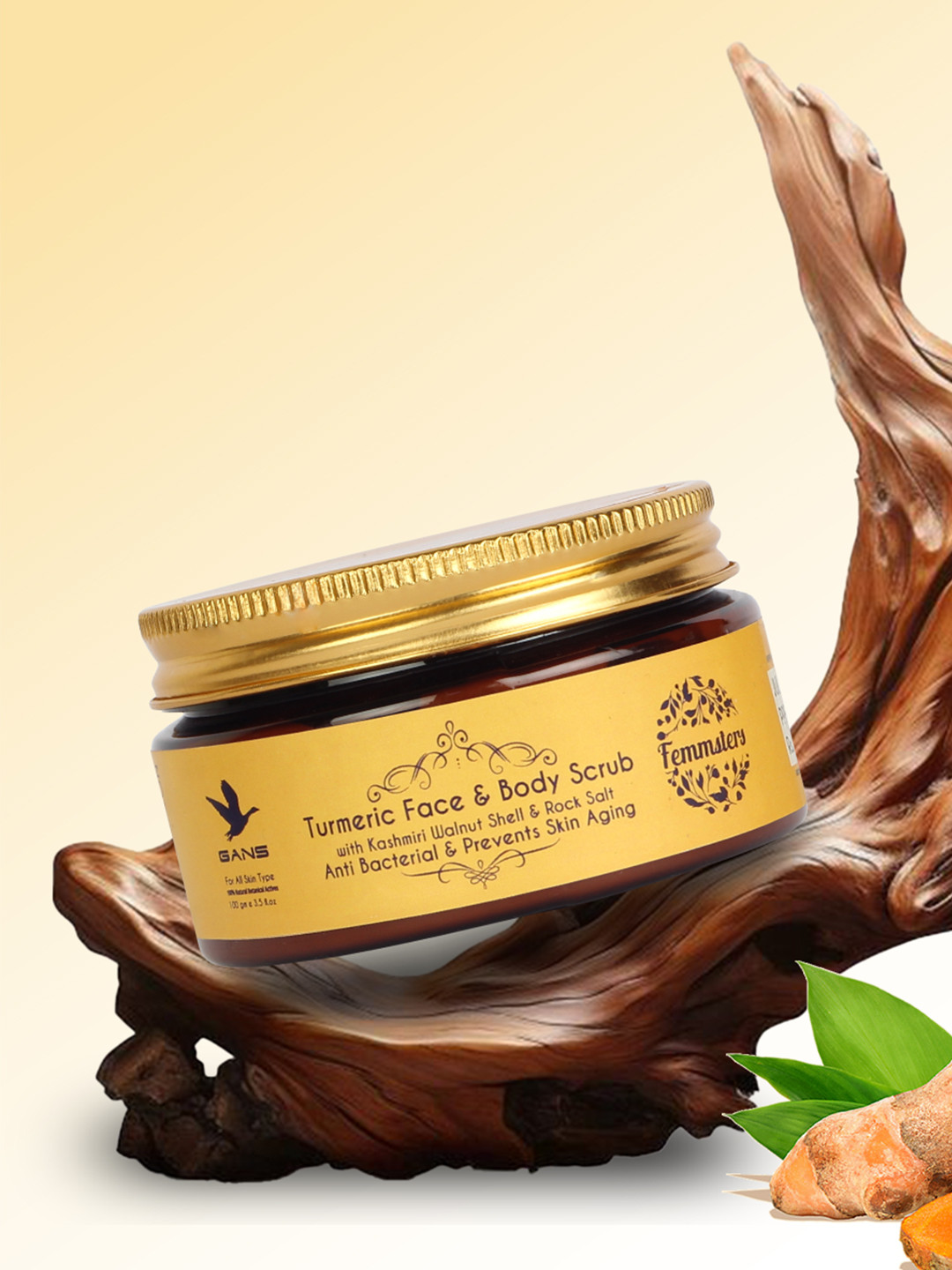 Gans Natural Turmeric Face & Body Scrub with Kashmiri Walnut Shell - 100 g