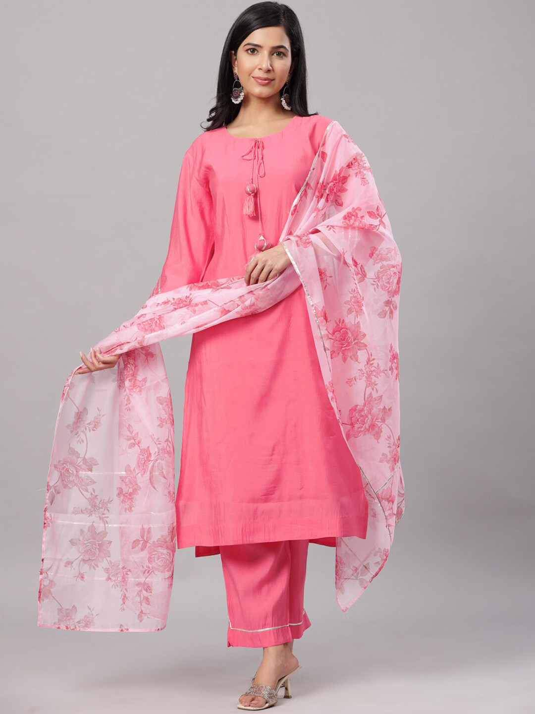 Do Dhaage Women Pink Gotta Patti Kurta with Trousers & With Dupatta