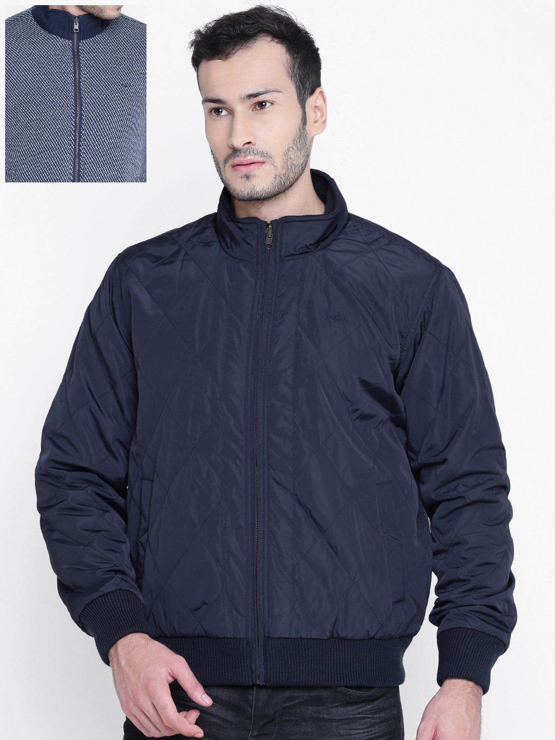 Buy ColorPlus Men Navy Solid Reversible 