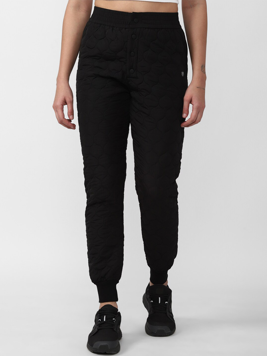 FOREVER 21 Women Black Textured Joggers