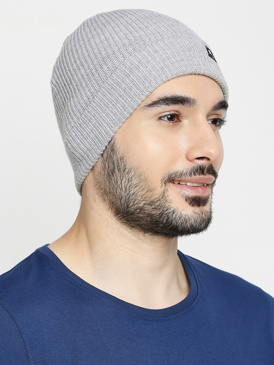 SPYKAR Men Grey Solid Cotton Beanie