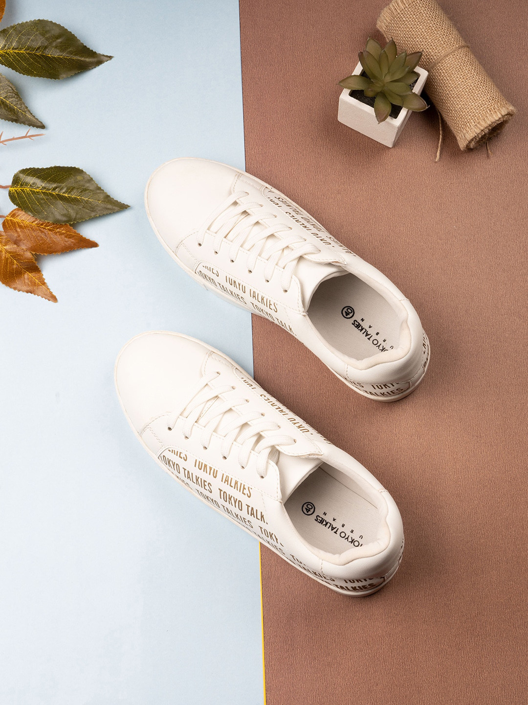 Tokyo Talkies Women White Printed Causal Sneakers